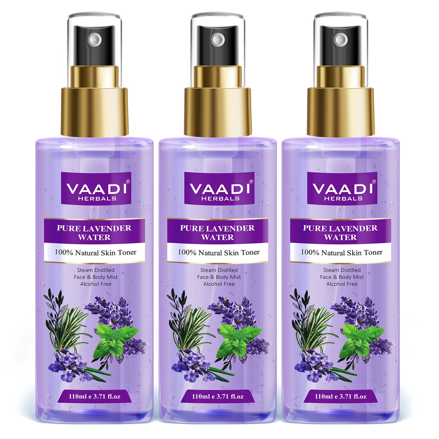 Lavender Water - 100% Natural & Pure Skin Toner (3 x 110 ml / 4 fl oz)