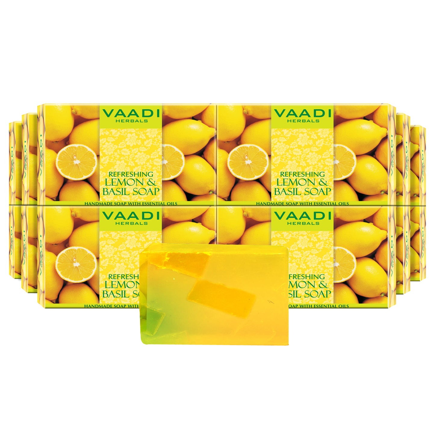 Refreshing Lemon & Basil Soap - Tones & Brightens Skin - Detoxifies Skin Deep (6 x 75 gms / 2.7 oz)