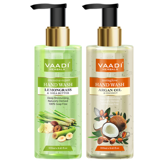 Deep Moisturising - Pack of 2 Luxurious Handwash - Organic Lemongrass & Argan Oil (2 x 250 ml / 8.5 fl oz )