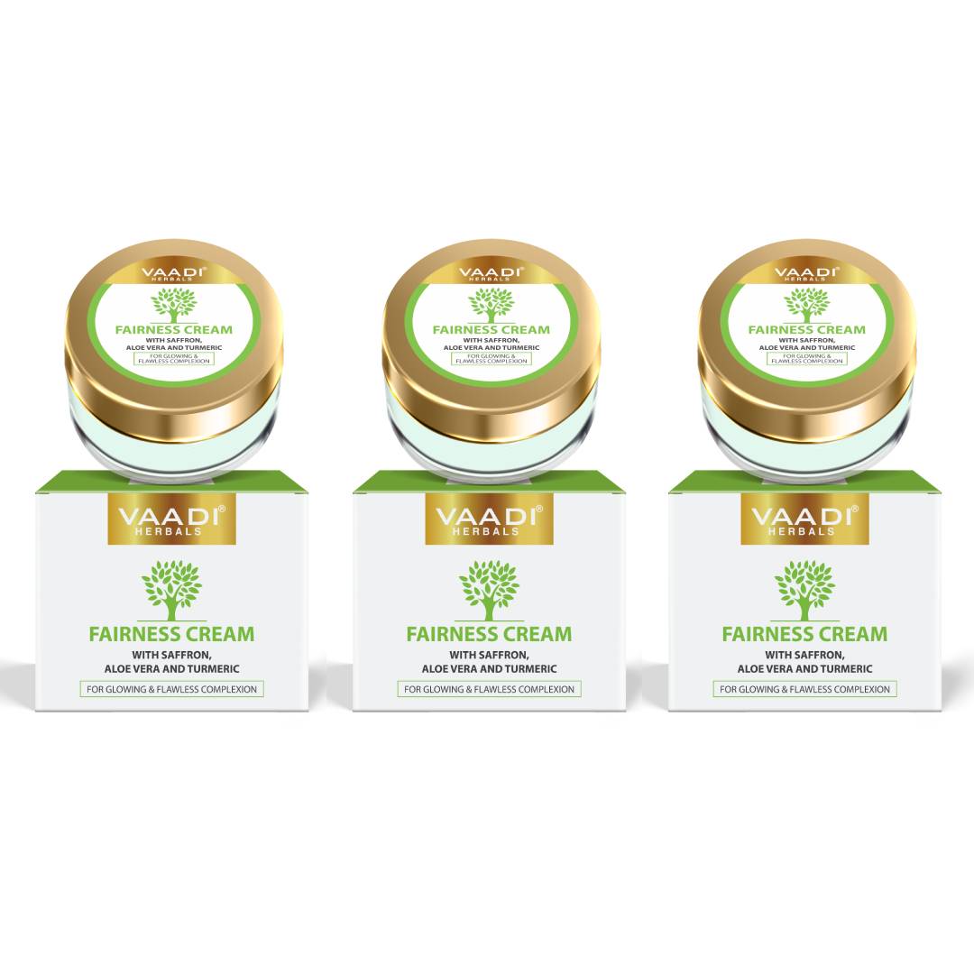 Fairness Cream with Saffron, Aloe Vera & Turmeric Extract - Lightens Marks & Blemishes - Makes Skin Flawless ( 3 x 30 gms / 1.1 oz)