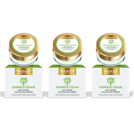 Fairness Cream with Saffron, Aloe Vera & Turmeric Extract - Lightens Marks & Blemishes - Makes Skin Flawless ( 3 x 30 gms / 1.1 oz)