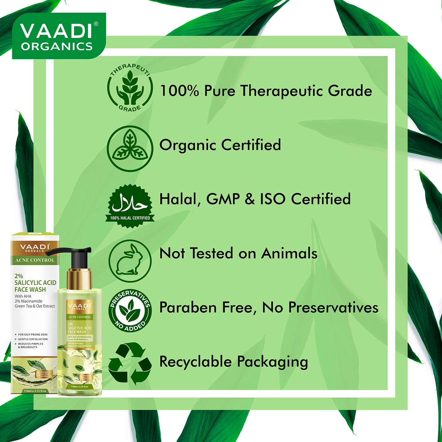 2% Salicylic Acid Face Wash with AHA, Niacinamide| For Oily Skin|Acne Control|Reduces pimples and breakouts| No Parabens, Mineral, Silicone|Face Wash for Women & Men (110 ml)