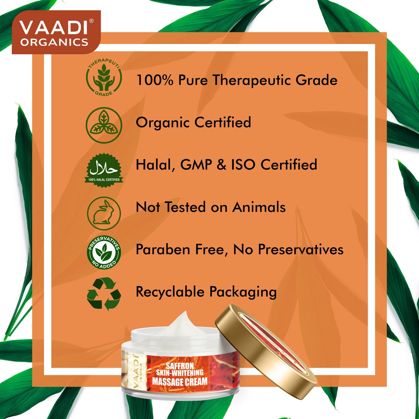 Pack of 3 Skin Brightening Saffron Massage Cream with Basil Oil & Shea Butter - Improves Complexion - Reduces Puffiness, Marks & Spots (3 x 50 gms/2 oz)