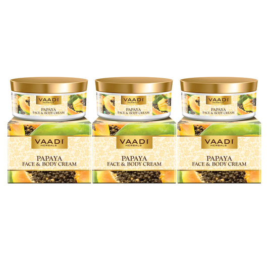 Papaya Face & Body Cream - Maintains Skin Elasticity - Keeps Skin Youthful (3 x 150 gms/ 5.3 oz)