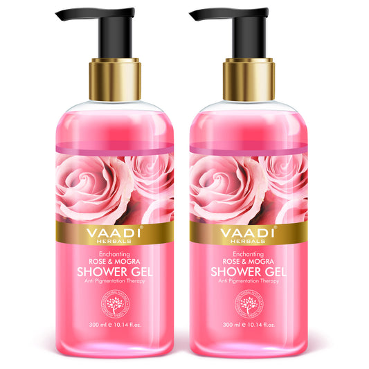 Enchanting Organic Rose & Mogra Shower Gel - Skin Brightening Therapy - Reduce Spots & Patches (2 x 300 ml / 10.2 fl oz)