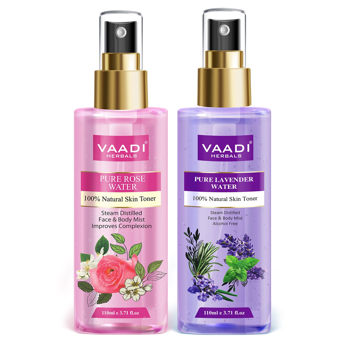 Pack of 2 - Rose Water & Lavender Water - 100% Natural & Pure (2 x 110 ml / 4 fl oz)