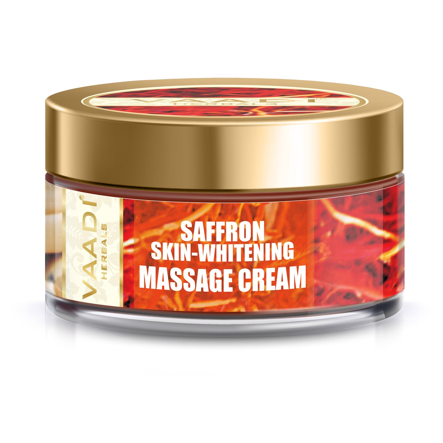 Skin Brightening Organic Saffron Massage Cream with Basil Oil & Shea Butter - Improves Complexion - Reduces Puffiness, Marks & Spots ( 50 gms/2 oz)