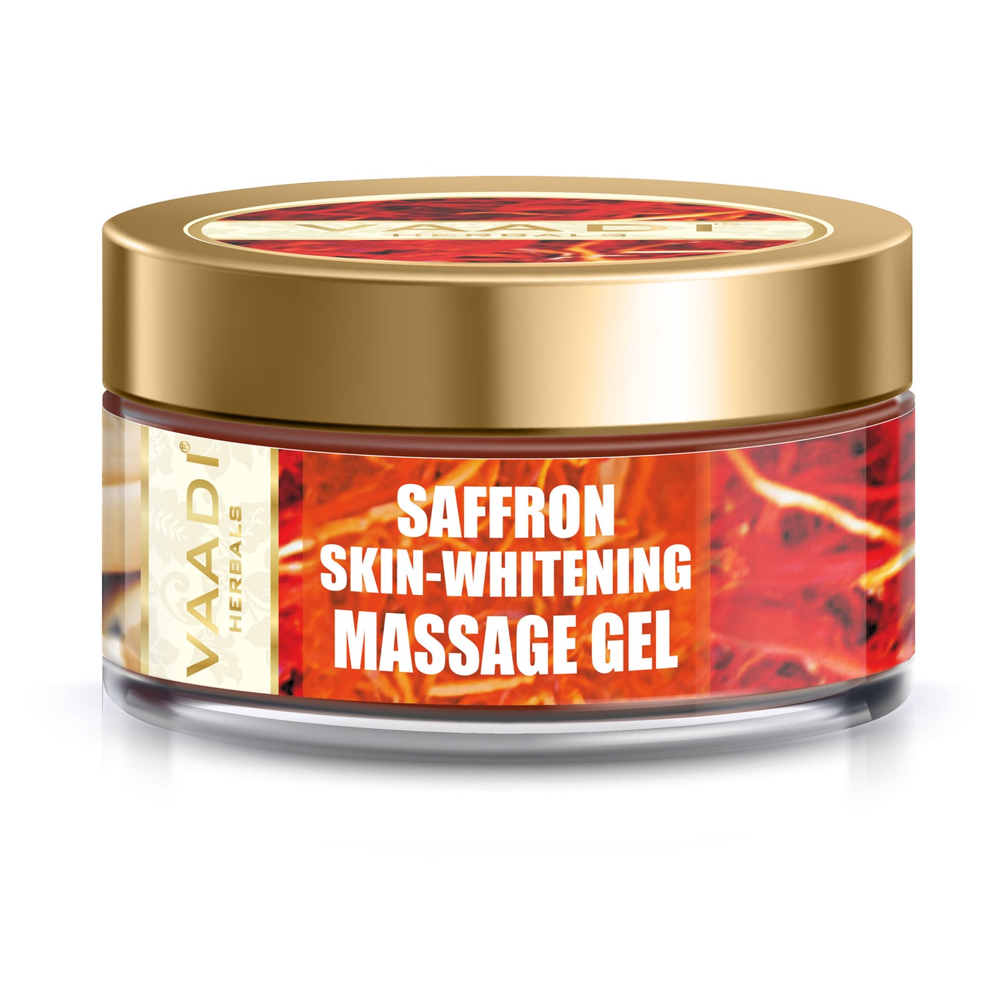 Skin Brightening Organic Saffron Massage Gel with Basil Oil & Shea Butter - Improves Complexion - Reduces Puffiness ( 50 gms/2 oz)