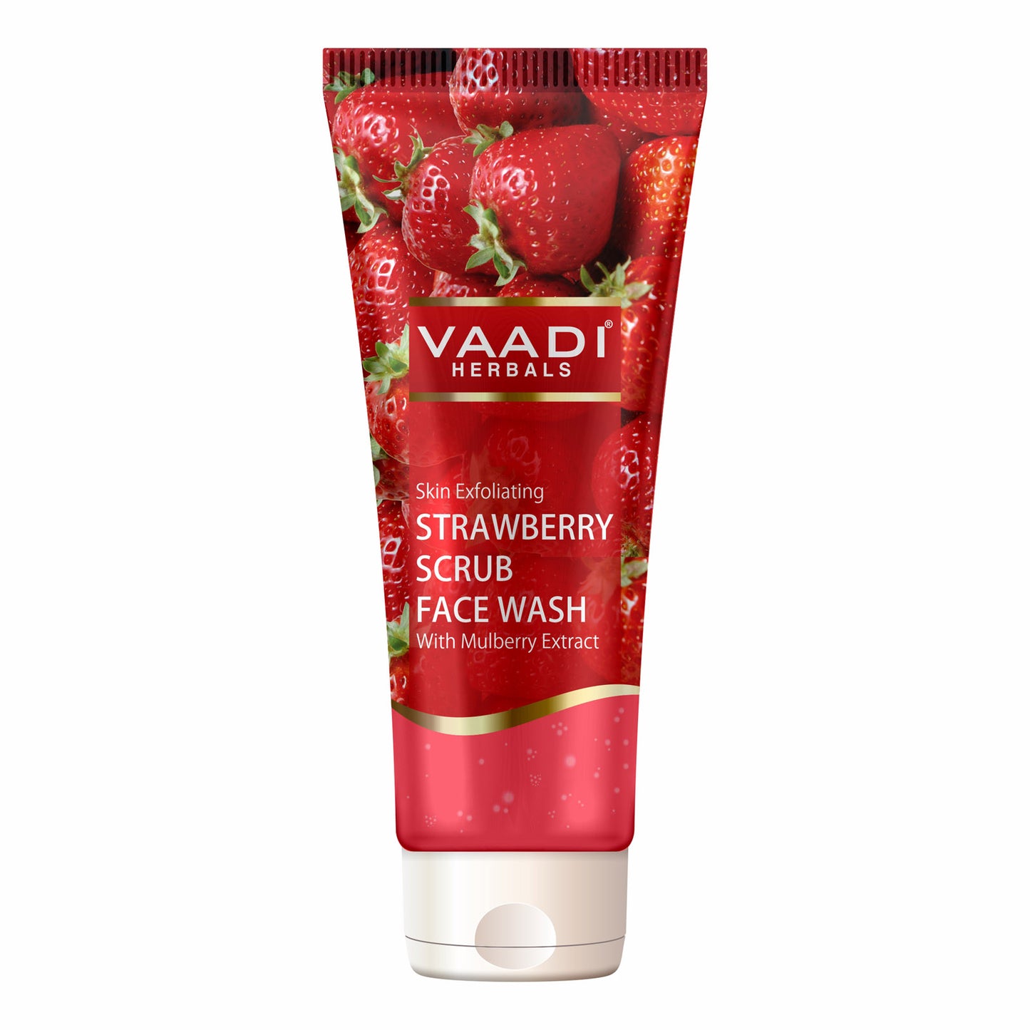 Skin Exfoliating Organic Strawberry Scrub Face Wash with Mulberry Extract- Removes Dead Skin - Deeply Nourishes Skin (60ml/ 2.1 fl oz)