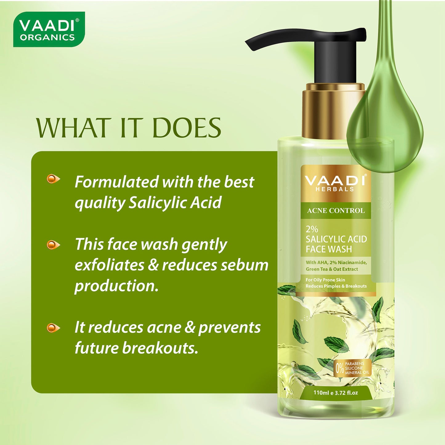 2% Salicylic Acid Face Wash with AHA, Niacinamide| For Oily Skin|Acne Control|Reduces pimples and breakouts| No Parabens, Mineral, Silicone|Face Wash for Women & Men (110 ml)