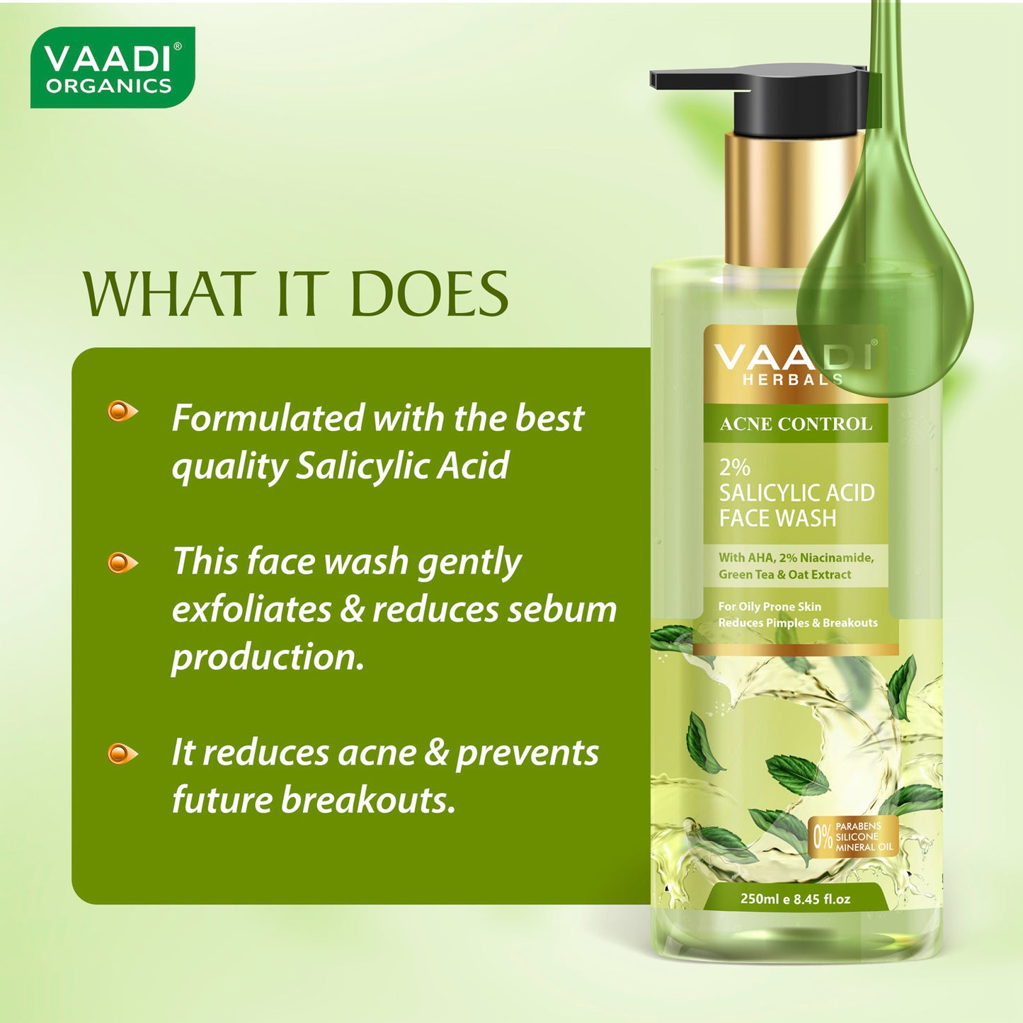 2% Salicylic Acid Face Wash with AHA, Niacinamide| For Oily Skin|Acne Control|Reduces pimples and breakouts|No Parabens,Mineral,Silicone| Face Wash for Women & Men (250 ml)