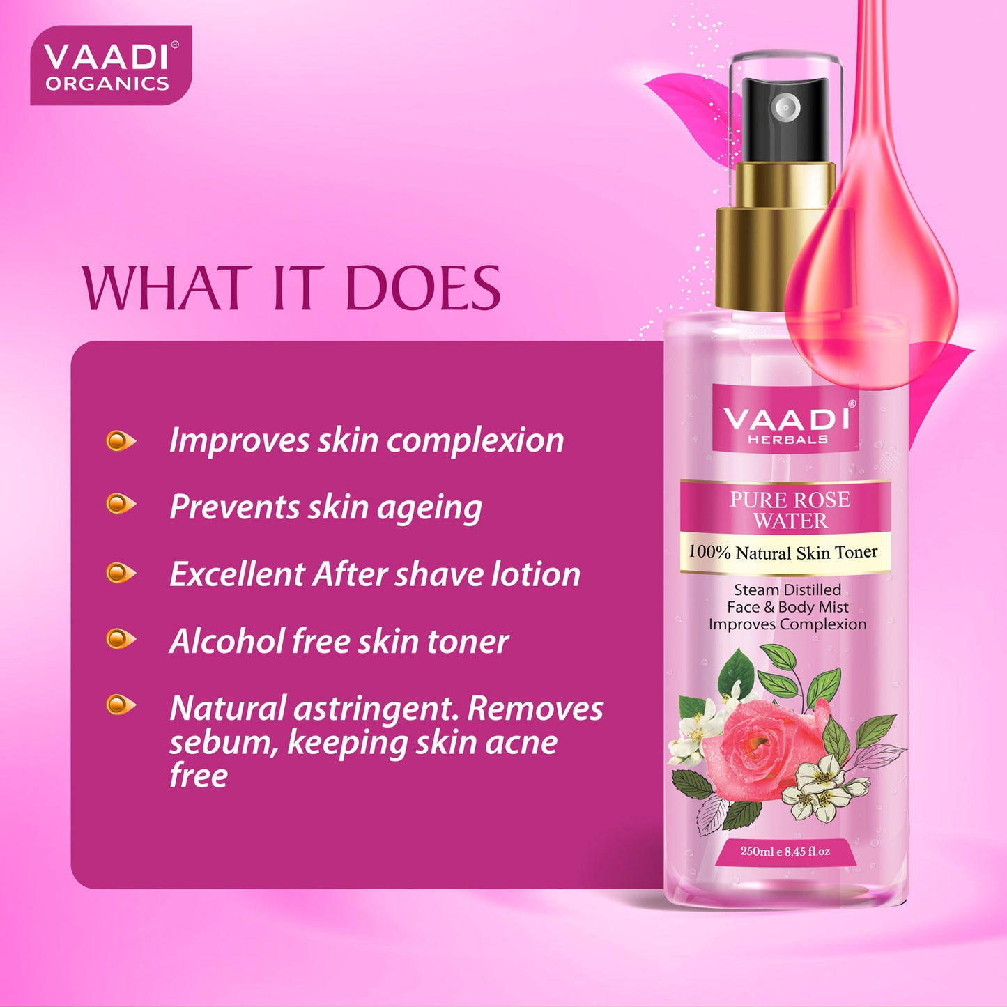 Rose Water - 100% Natural & Pure (110 ml / 4 fl oz)