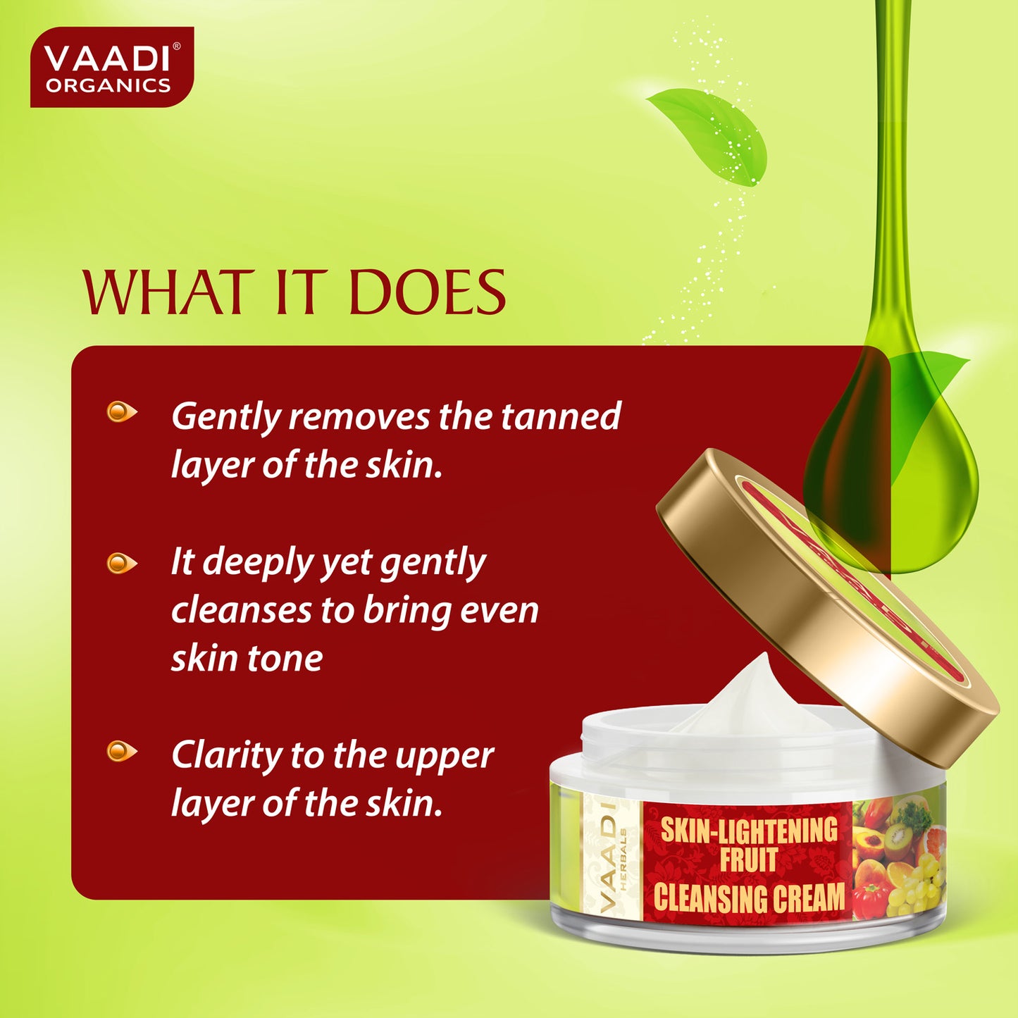 Skin Brightening Fruit Cleansing Cream with Orange Extract & Turmeric - Removes Sun Tan - Brighten Complexion (50 gms /2oz)