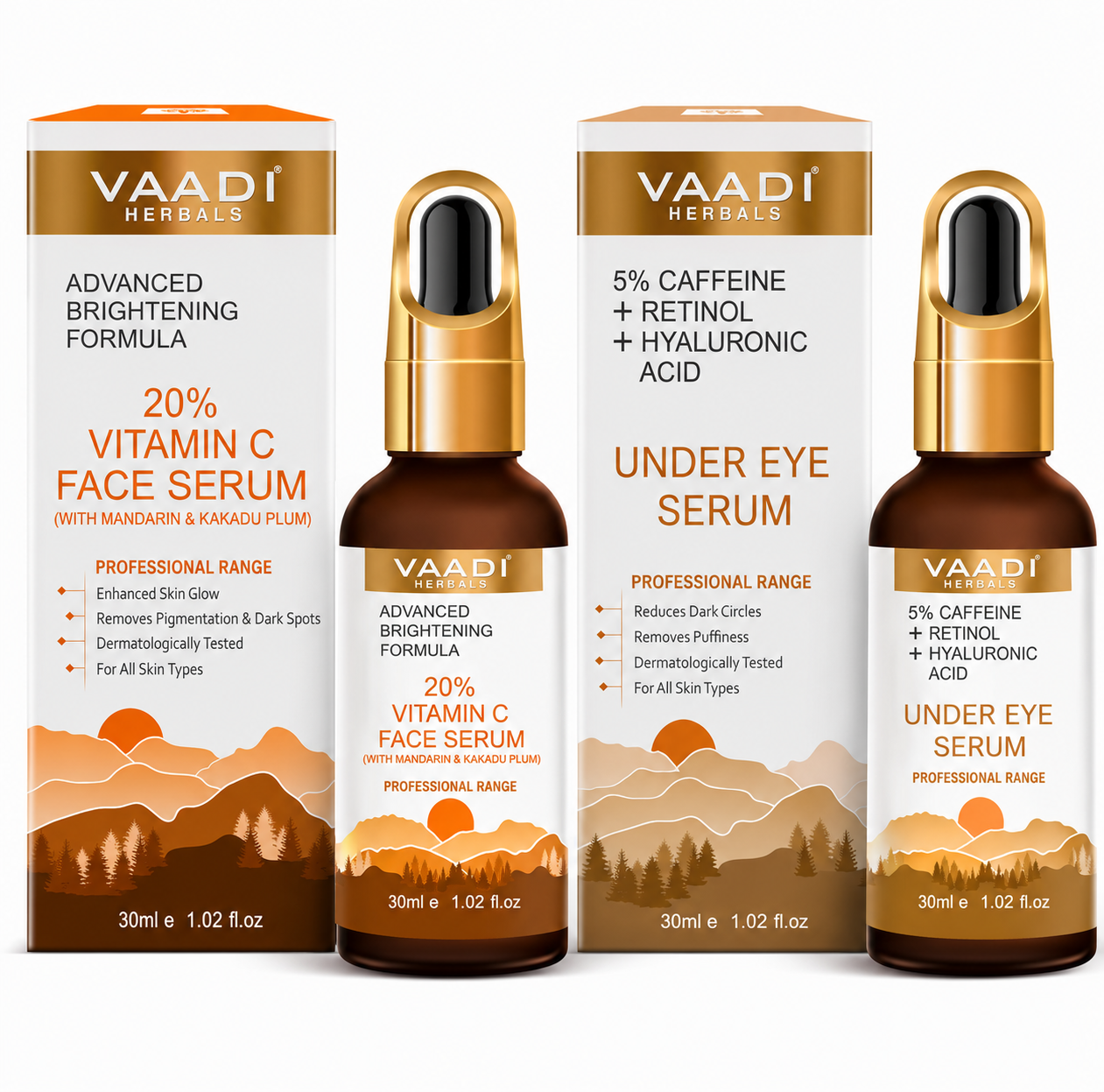GLOWING FACE SET - AM PM COMBO- Skin Exfoliating Serum With Under Eye Serum Combo (2 x 30 ml/ 1.2 fl oz)