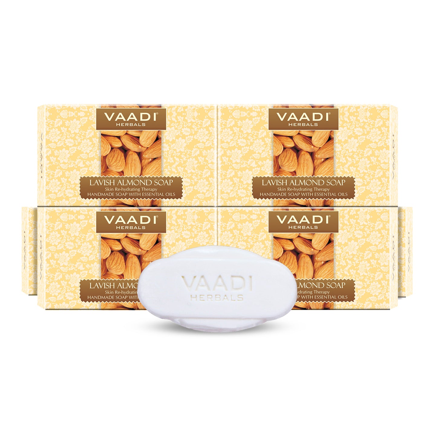 Rehydrating Organic Lavish Almond Soap with Honey & Aloe Vera - Improves Complexion - Keeps Skin Nourished (6 x 75 gms/2.7 oz)