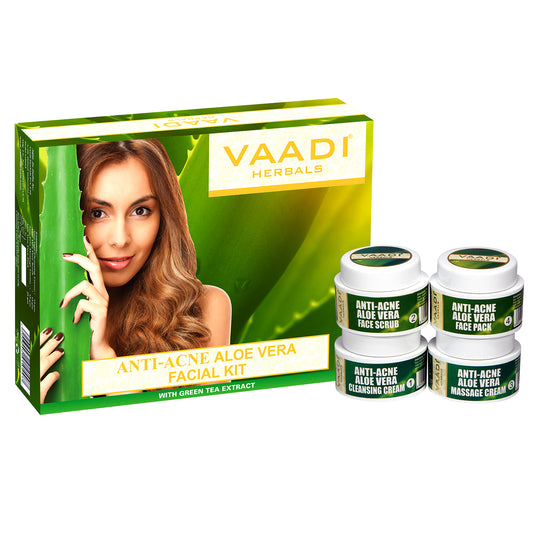 Anti Acne Organic Aloe Vera Facial Kit - Clears Skin Deep Impurities - Protects & Hydrates Skin (70 gms/2.5 oz)