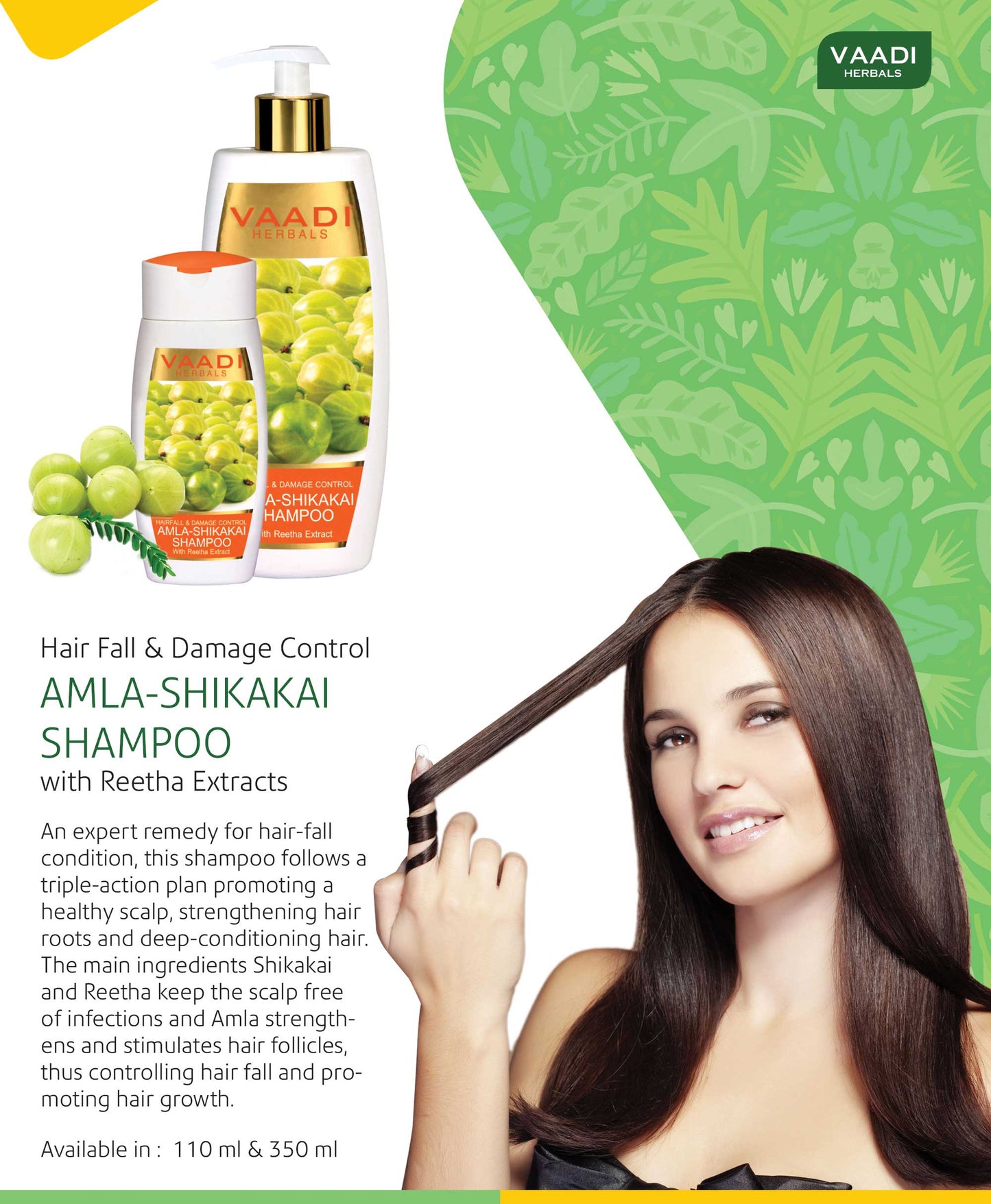 Hairfall & Damage Control Organic Shampoo (Indian Gooseberry Extract) - Promotes Hair Growth - Adds Shine to Hair (3 x 110 ml/4 fl oz)
