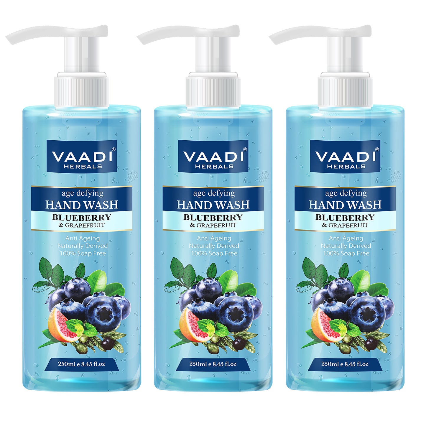 Pack of 3 Age Defying Organic Blueberry & Grapefruit Hand Wash (3 x 250 ml / 8.5 fl oz )