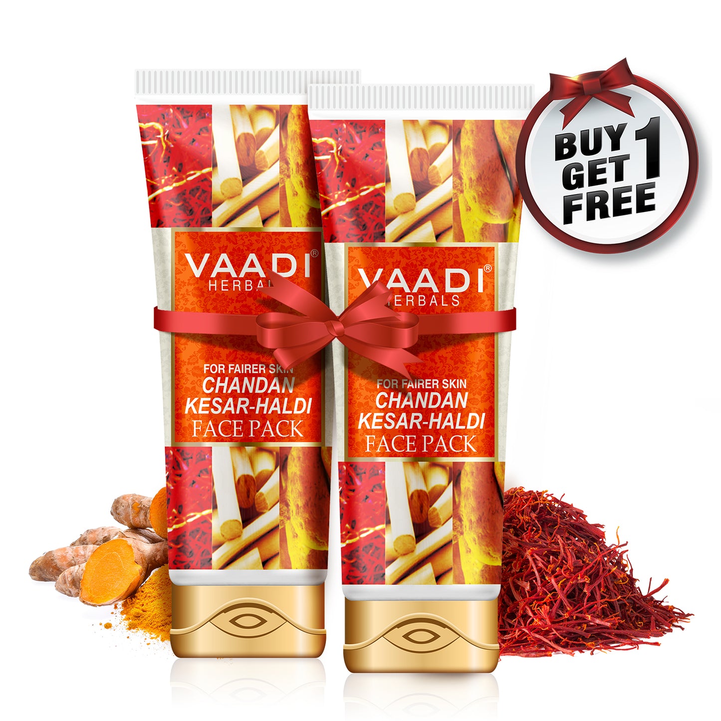 Saffron Sandalwood Fairness Face Pack - Removes Marks and Lightens Skin Tone - Repairs and Protects Skin (120 gms/ 4.3 oz) (Buy 1 Get 1 Free)