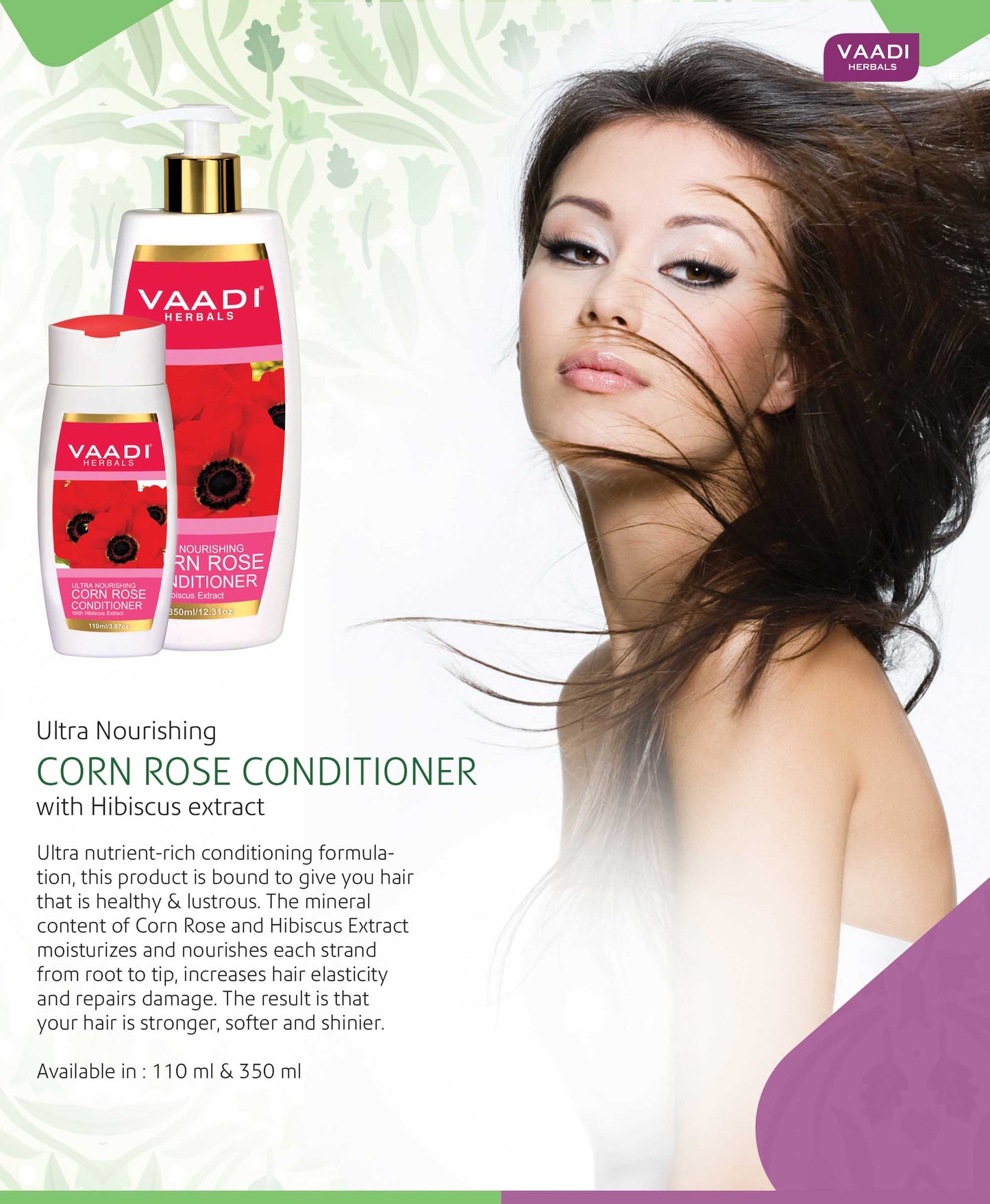 Ultra Nutrient Organic Rich Corn Rose Conditioner with Hibiscus Extract- Conditions & Softens Hair ( 3 x 110ml / 4 fl oz)