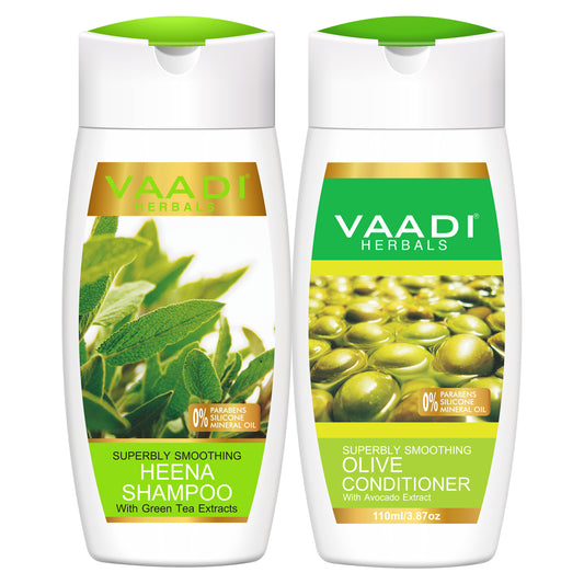 Superbly Smoothing Heena Shampoo with Olive Conditioner (2 x 110 ml/ 4 fl oz)