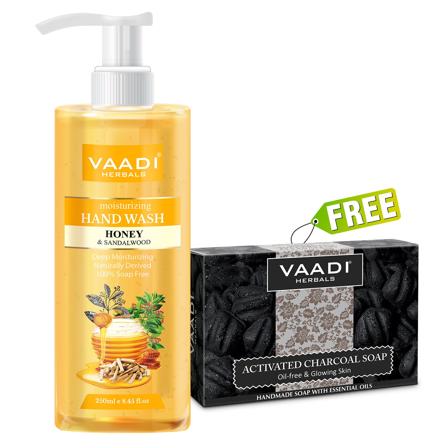 Organic Honey & Sandal Hand Wash (250 ml ) with free Charcoal Soap (75 gms)