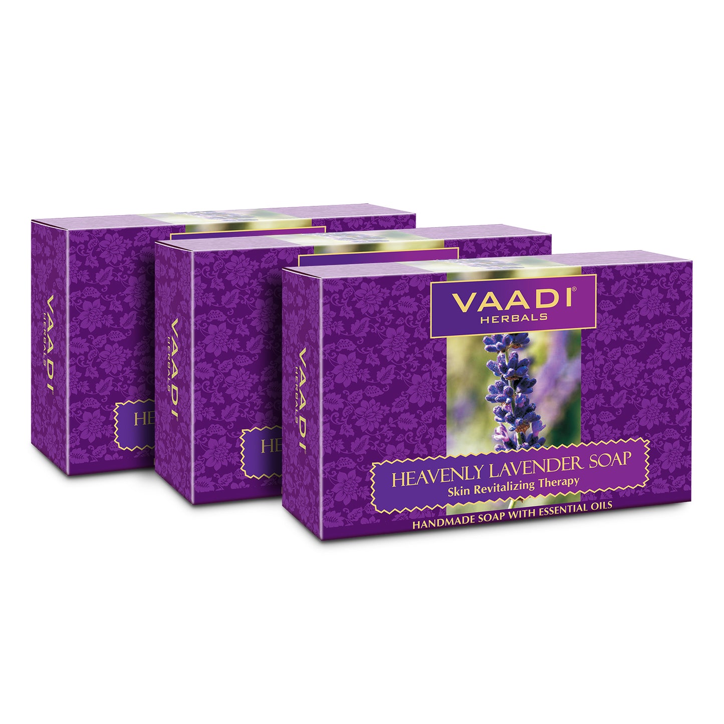 Heavenly Organic Lavender Soap with Rosemary - Revitalizes & Hydrates Skin (3 x 75 gms / 2.7 oz)