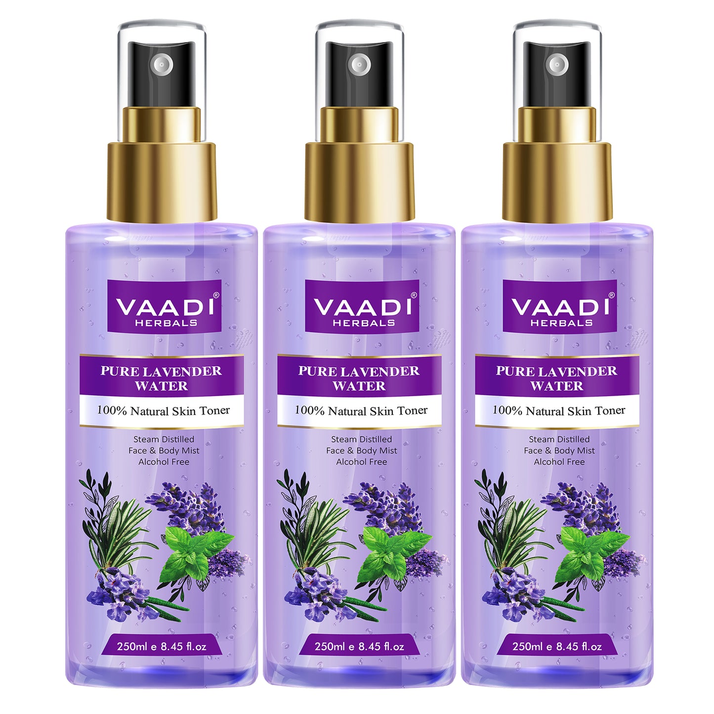 Lavender Water - 100% Natural & Pure Skin Toner (3 x 250 ml / 8.5 fl oz)