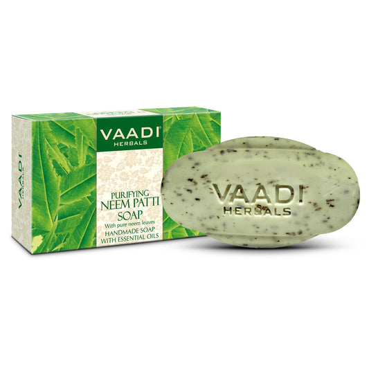 Organic Neem Soap with Pure Neem Leaves - Detoxifies Skin - Prevents Skin Breakouts (75 gms / 2.7 oz)