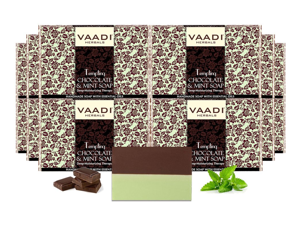 Tempting Organic Chocolate & Mint Soap - Deep Moisturising - Releives Irritated Skin (12 x 75 gms / 2.7 oz)