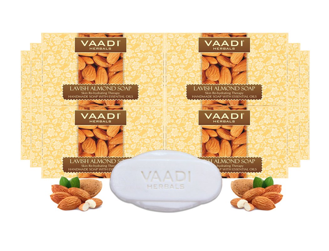 Rehydrating Organic Lavish Almond Soap with Honey & Aloe Vera - Improves Complexion - Keeps Skin Nourished (12 x 75 gms/2.7 oz)