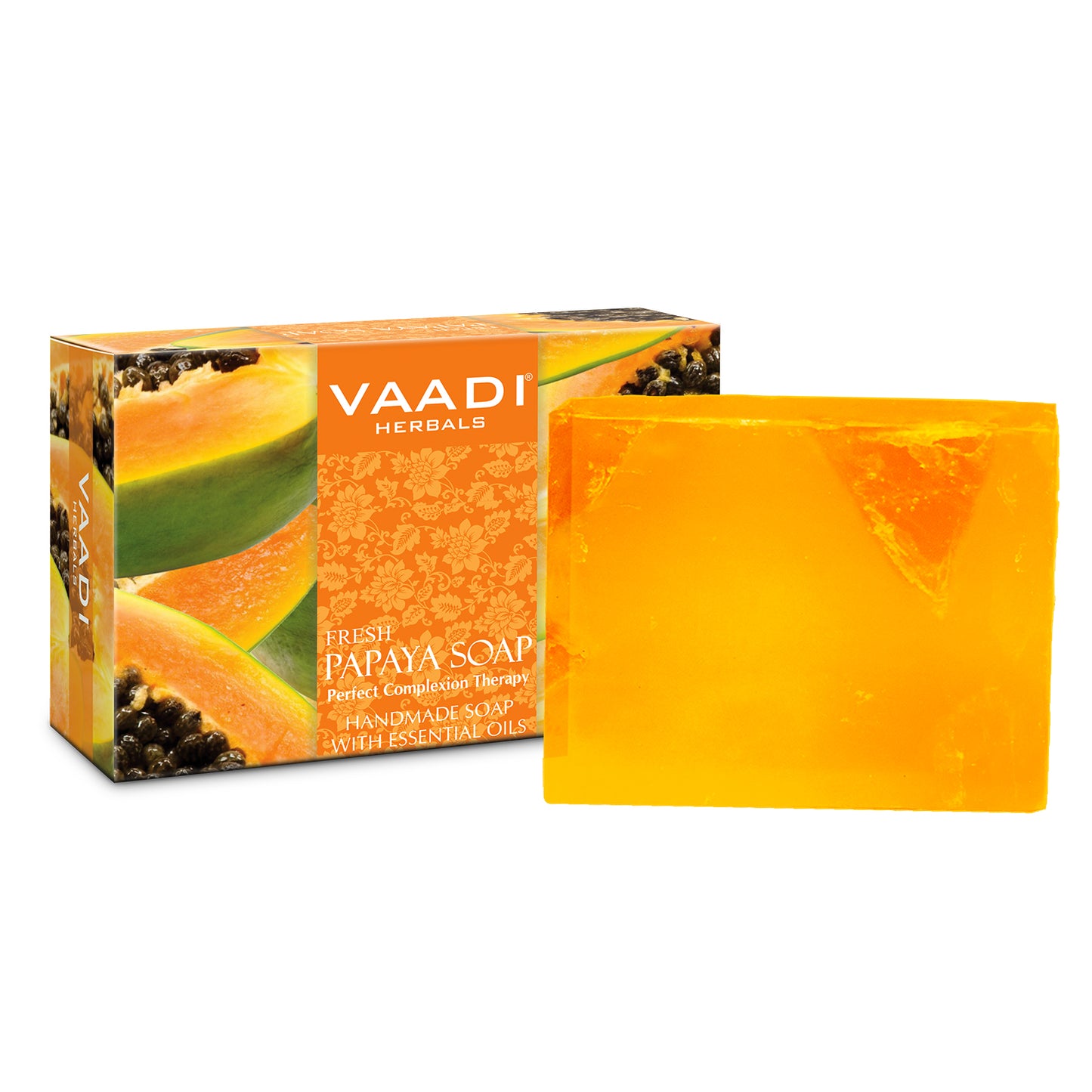 Organic Fresh Papaya Soap - Clears Impurities off Skin - Lightens Skin Tone - Gives a Natural Glow (75 gms / 2.7 oz)