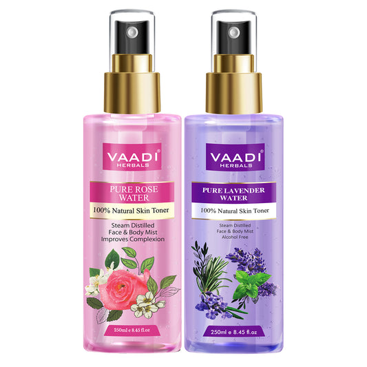Pack of 2 - Rose Water & Lavender Water - 100% Natural & Pure (2 X 250 ml / 8.5 fl oz)