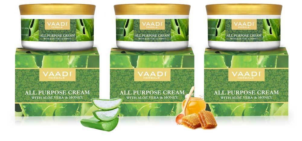 Organic All Purpose Cream with Aloe Vera, Honey & Manjistha - Reduce Pigmentation - Improves Complexion (3 x 150 gms/ 5.3 oz)