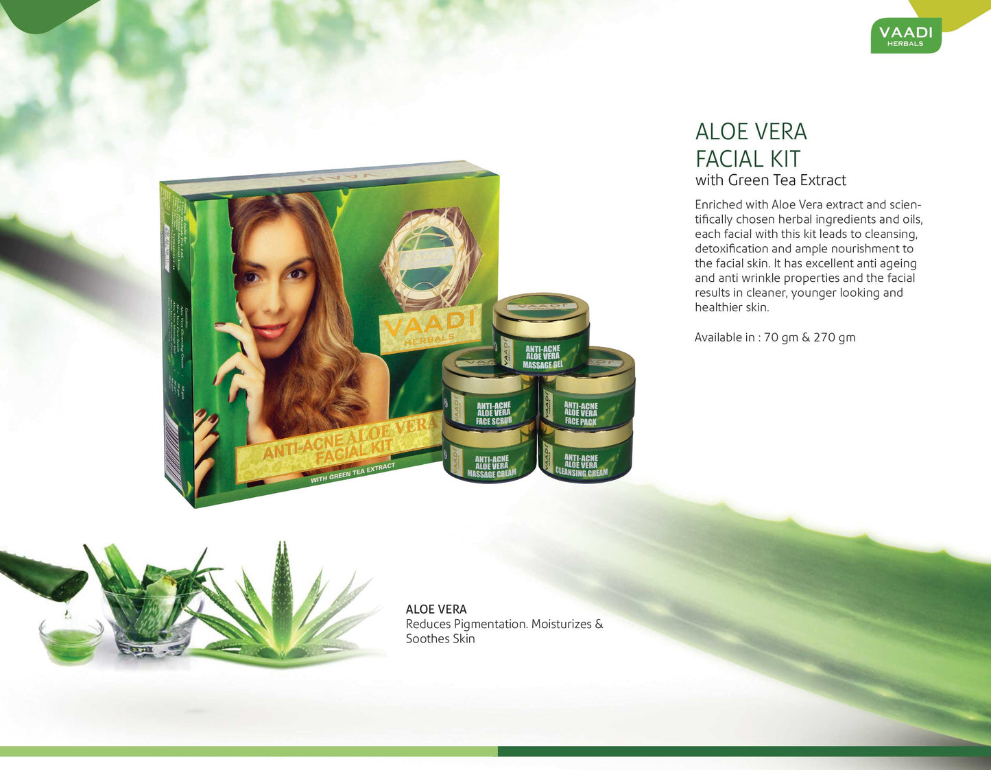 Anti Acne Organic Aloe Vera Facial Kit - Clears Skin Deep Impurities - Protects & Hydrates Skin (70 gms/2.5 oz)