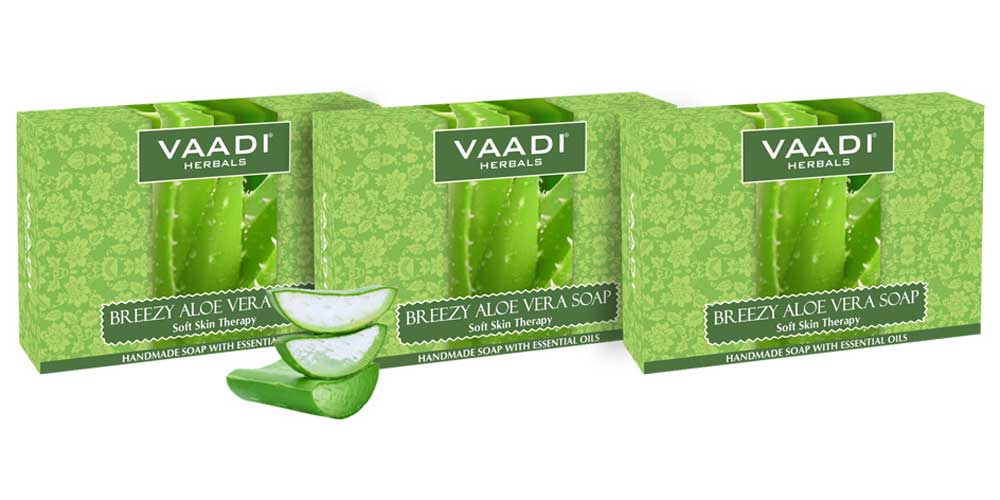 Breezy Organic Aloe Vera Soap with Honey - Anti Infective Therapy - Cleanses & Soothes Skin (3 x 75 gms / 2.7 oz)