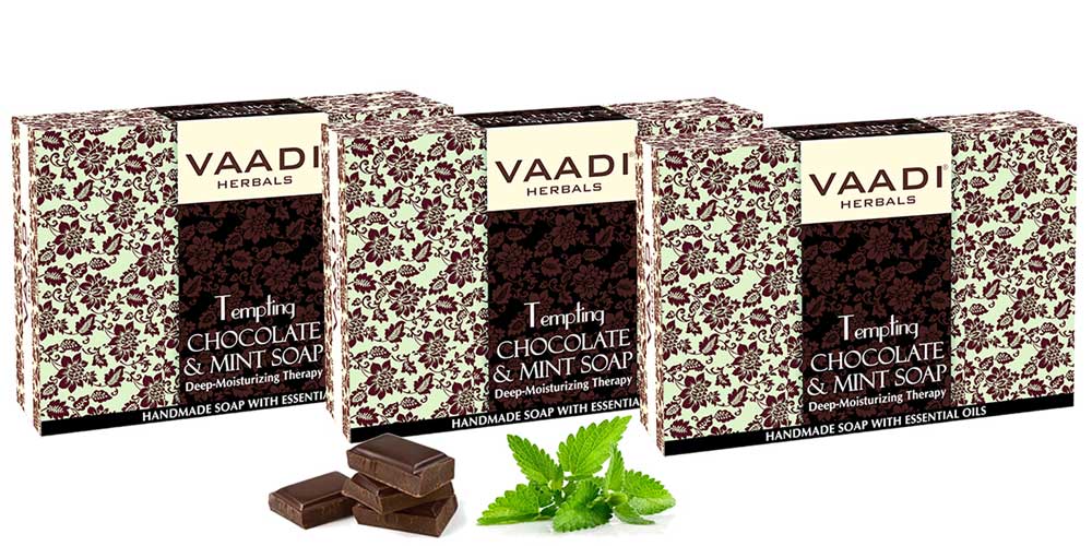 Tempting Organic Chocolate & Mint Soap - Deep Moisturising - Releives Irritated Skin (3 x 75 gms / 2.7 oz)