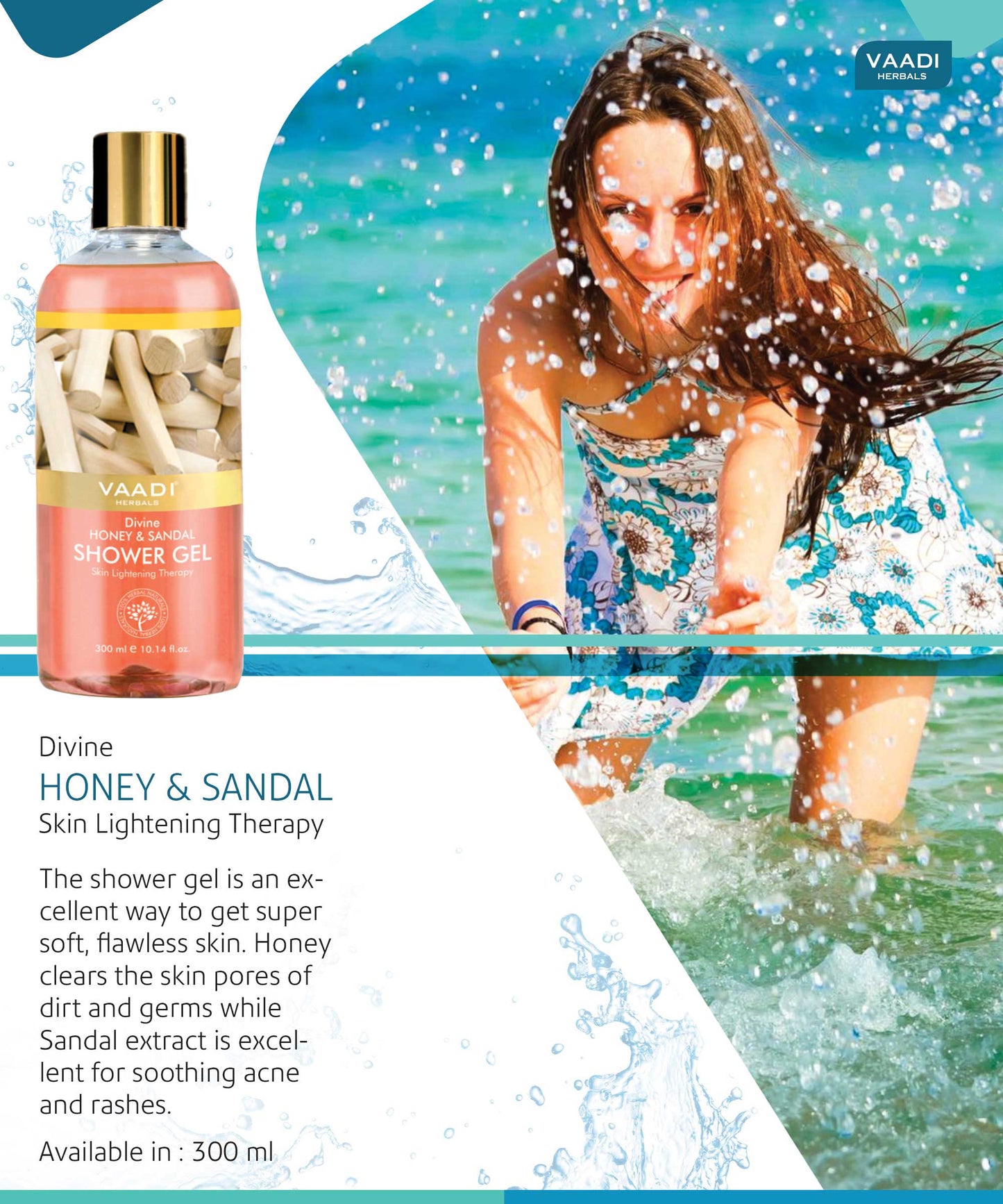 Organic Divine Honey & Sandal Shower Gel (300 ml) with free Organic Skin Brightening Lotion (110 ml)