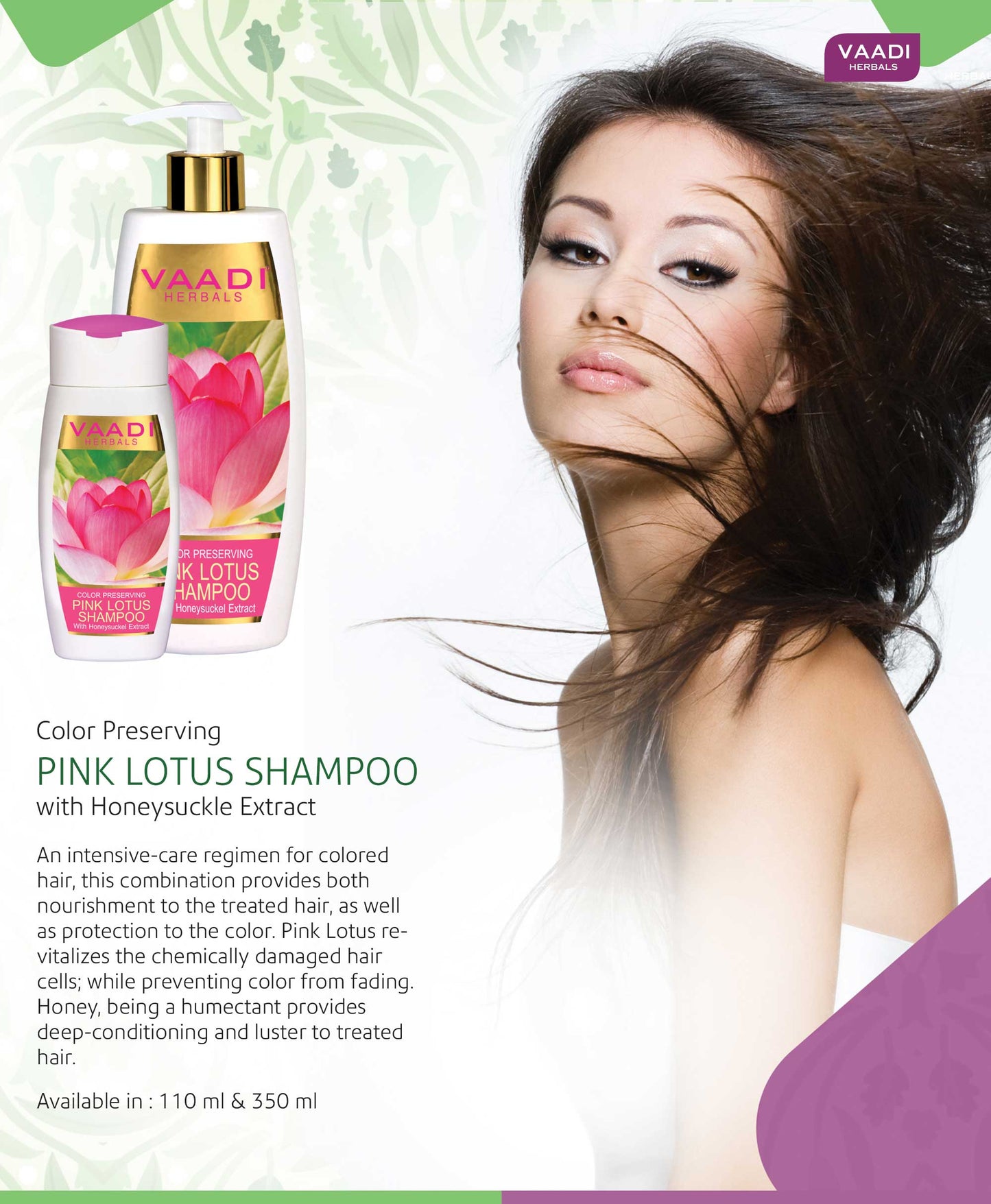 Color Preserving Organic Pink Lotus Shampoo with Honeysuckle Extract - Nourishes Treated Hair - Moisturizes Hair (3 x 110ml / 4 fl oz)
