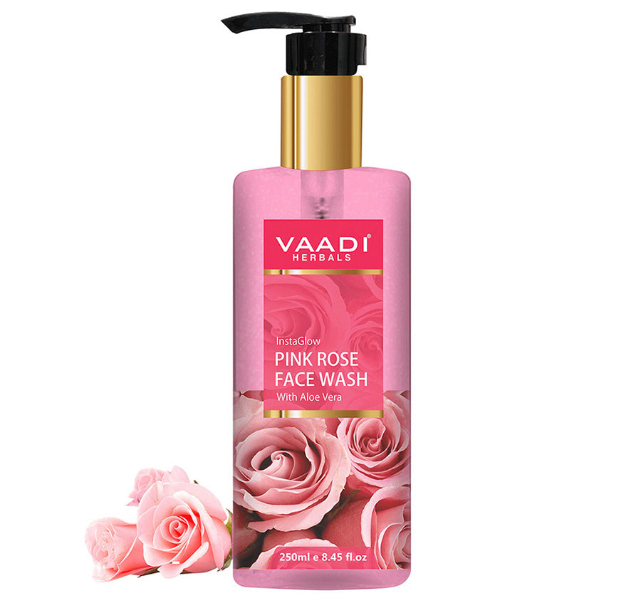 Insta Glow Pink Rose Face wash with Aloe vera extract (250 ml / 8.5 fl oz)