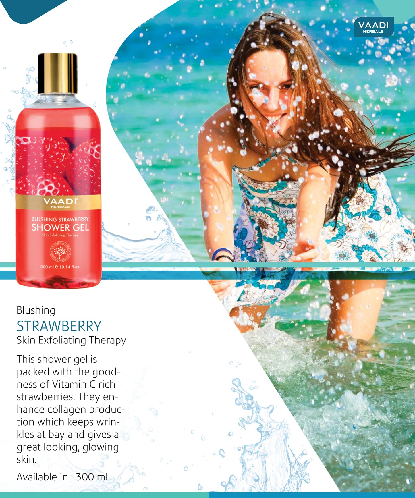 Blushing Organic Strawberry Shower Gel - Skin Firming Therapy - Enhances Collagen (3 x 300 ml / 10.2 fl oz)